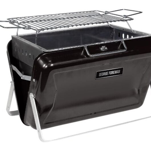 GEORGE FOREMAN Go Anywhere Briefcase Portable Charcoal BBQ - Black