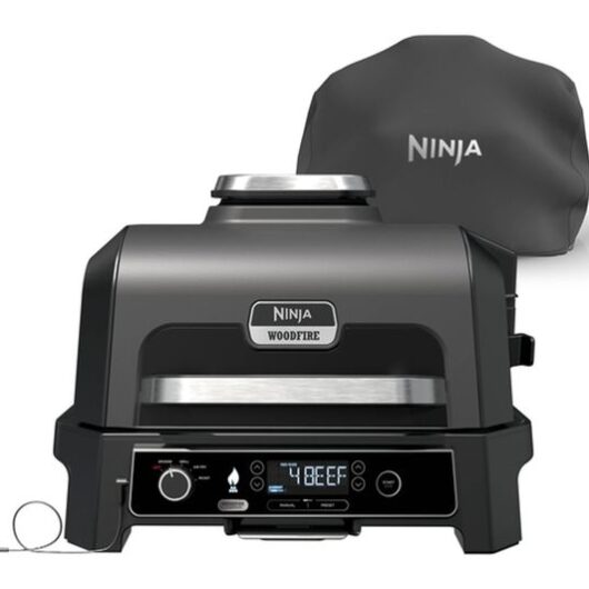 NINJA Woodfire Pro XL OG853UK Outdoor Electric BBQ Grill & Smoker with Cover - Black & Grey